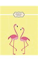 sketchbook: Pink flamingo on yellow cover (8.5 x 11) inches 110 pages, Blank Unlined Paper for Sketching, Drawing, Whiting, Journaling & Doodling(3 Pink Flamingo on Yellow Sketchbook)