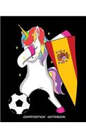 Composition Notebook: Spain Football Soccer Spanish Flag Unicorn Composition Notebook Back to School 7.5 x 9.25 Inches 100 College Ruled Pages Journal Diary Gift