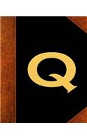 Monogram Q Personalized School Composition Book Vintage Style 130 Pages: (Notebook, Diary, Blank Book)(Personalized Monogram Composition Notebooks)