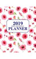 2019 Weekly and Monthly Planner: Watercolor Flowers, 12 Months January 2019 - December 2019, Appointment Calendar + Organizer, Weekly and Monthly Views + to Do List