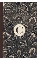 Monogram C Marble Notebook (Coffee Peacock Edition): Blank Lined Journal for Names Starting with Initial Letter C