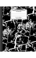 Wide Ruled Composition Notebook 8x 10. 120 Pages. Distressed Pattern: Distressed Texture Pattern. Multi Purpose Wide Ruled Journal Paper. Black White Distressed Veins Cracks Branches Pattern Cover.