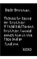 Dear Brother, Thanks for Being My Brother