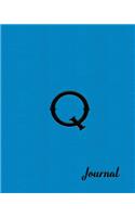 Q Journal: Beautiful Light Blue Writing Journal Designed to Resemble Leather and Embossing in 8x10 Softcover Paperback Notebook