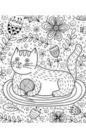Journal Notebook Cute Cat in Flowers Pattern 2: 172 Lined Numbered Pages With 3 Index Pages For Easy Organization in Large 8 x 10 Size For Journaling, Writing, Planning or Doodling.(33 Artsy Lined Journals)