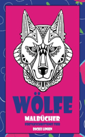 Malbücher - Dicke Linien - Fortgeschrittenes Tier - Wölfe