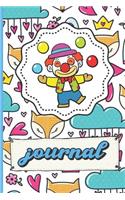 Funny Juggling Clown Journal: Fox Crowns Roses Clouds Flowers Hearts Patter Background Notebook for Writing, Sketching, Drawing and Note Taking. Perfect Gift For Kids Parents And