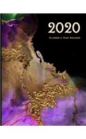 2020 Planner & Task Manager: 365 Day Diary Week To A Page With Additional Lined Monthly Notes And Habit Tracker Pages Black & Purple Marble Effect