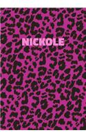 Nickole: Personalized Pink Leopard Print Notebook (Animal Skin Pattern). College Ruled (Lined) Journal for Notes, Diary, Journaling. Wild Cat Theme Design wi