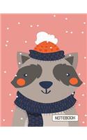 NoteBook: Cute Raccoon on The Pink Cover This Notebook Journal Diary, 110 Dashed lines pages, 8.5" x 11", Date on top(9 Cute Raccoon)