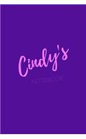 Cindy's Notebook: Cindy 6x9 personalized journal notebook. Attractive girly sassy modern stylish purple pink cover. Arty stylish pretty journal for girls.