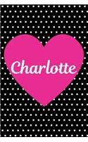 Charlotte: Personalized Name Black and White Polka Dot Composition Notebook Journal for Girls and Women
