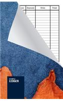 Simple Ledger: Paperback, Cash Book,120 pages, Simple Income Expense Book, Blue and Orange Leather Look, Durable Softcover