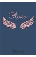 Olivia Notebook: A beautiful personalized angel wings soft cover notebook with 100 lined pages in 6x9 inch format. Personal Diary Personalized Journal Customized Jou