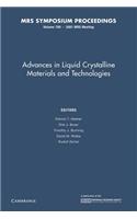 Advances in Liquid Crystalline Materials and Technologies: Volume 709