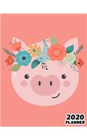 2020: Weekly & Monthly Planner: Jan 1, 2020 to Dec 31, 2020: Cute Pink Pig One Year Weekly Planner & Schedule Agenda with Inspirational Quotes