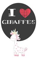 I Heart Giraffes: A Cute Giraffe Lovers Journal / Notebook / Diary Perfect for Birthday Present or Christmas Gift Great for kids, Teens or Students(6x9 - 110 Blank Li