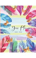 2020-2024 Five Year Planner Monthly Calendar Leaves Feathers Goals Agenda Schedule Organizer