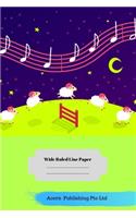 Music Animal Theme Wide Ruled Line Paper