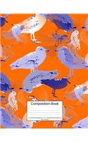 Composition Book 100 Sheets/200 Pages/8.5 X 11 In. College Ruled/Orange and Purple Seagulls: Writing Notebook Lined Page Book Soft Cover Plain Journal Nature Birds