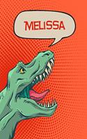 Melissa: Personalized Dino Journal, Notebook, Diary 120 Pages of Lined Paper 6x9