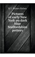 Pictures of early New York on dark blue Staffordshire pottery