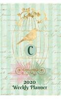 Plan On It 2020 Weekly Calendar Planner 15 Month Pocket Appointment Notebook - Gilded Bird In A Cage Monogram Letter C