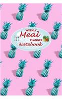 Weekly Meal Planner Notebook: 52 Weeks of Food Menu Planning with Grocery Shopping List, Recipe pages Size 6x9 in - Green Pineapple Print