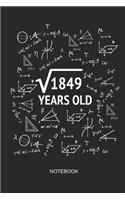 1849 Years Old Notebook: Blank Lined Journal 6x9 - Square Root of 1849 43th Birthday 43 Years Old Anniversary Math Gift Idea
