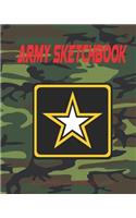 Army Sketchbook: Notebook Journal, Size 8 x 10 inches, 100 pages, Blank Unlined Paper, Sketching, Drawing, Doodling, Army Military Design