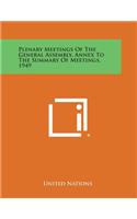 Plenary Meetings of the General Assembly, Annex to the Summary of Meetings, 1949: (English)