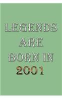 Legends Are Born In 2001 Notebook