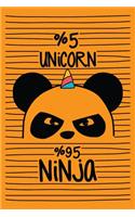 5% Unicorn 95% Ninja: Cute Unicorn Arts Notebook Coloring Book Unicorn activity book for kids ages 4-8 Journal Book with Coloring Pages Inside the book !!