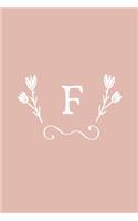 F: Monogram initial medium-lined notebook. Pink and white diary.