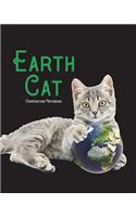 Earth Cat - Composition Notebook: Wide Ruled - 8" x 10" - 55 sheets - 110 pages - Bookbound