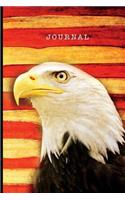 Journal: 6" x 9" Blank Lined Journal - 128 College Ruled Pages: Patriotic American Flag Bald Eagle Design on Soft Matte Cover - Notebook, Diary, Composition 