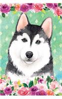 Journal Notebook For Dog Lovers Husky In Flowers 2: Blank Journal To Write In, Unlined For Journaling, Writing, Planning and Doodling, For Women, Men, Kids, 160 Pages, Easy To Carry Size.