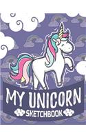 My Unicorn Sketchbook: Blank Unlined Doodle Book V50