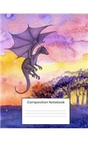 Composition Notebook: Cool Dragon Composition Notebook For Kids Boys Girls 100 Wide Ruled Lined Pages For Writing