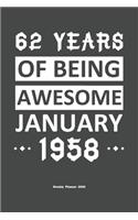 62 Years Of Being Awesome January 1958 Weekly Planner 2020