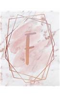 Letter F Lined Journal: Rose Gold Monogram Lined Journal - 150 Pages - 8x10 inch