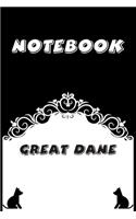 Great Dane Notebook: Black and White notebook, Decorative Journal for Great Dane Lover: Notebook /Journal Gift, Black and White,100 pages, 6x9, Soft cover, Mate Finish