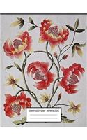 Composition Notebook: Flowers Floral Themed Notebook And Journal 7.44 x 9.69 inches 110 College Ruled Pages