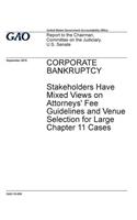 Corporate bankruptcy, stakeholders have mixed views on attorneys' fee guidelines and venue selection for large Chapter 11 cases