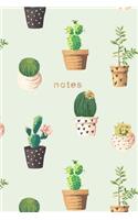 Notes: Cactus Notebook Wide-Ruled: 175-page Designer Cactus Notebook