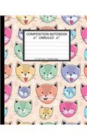 Unruled Composition Notebook 8" x 10". 120 Pages. Cute Cat Faces For Children: Unruled Composition Notebook 8" x 10". 120 Pages. Beautiful Cute Cat Faces Kittens Pattern For Children Background Pattern.