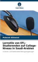 Lernstile von EFL-Studierenden auf College-Niveau in Saudi-Arabien