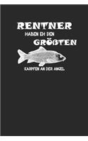 Rentner haben eh den größten Karpfen an der Angel: A5 Notizbuch Demi Raster / Karo / Kariert 120 Seiten für Angler und Fliegenfischer. I Geschenkidee für Rentner und Hobbyangler