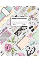 Handwriting Practice Sheets: Cute Blank Lined Paper Notebook for Writing Exercise and Cursive Worksheets - Perfect Workbook for Preschool, Kindergarten, 1st, 2nd, 3rd and 4th Gr