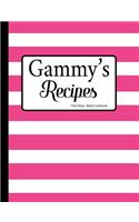 Gammy's Recipes Pink Stripe Blank Cookbook